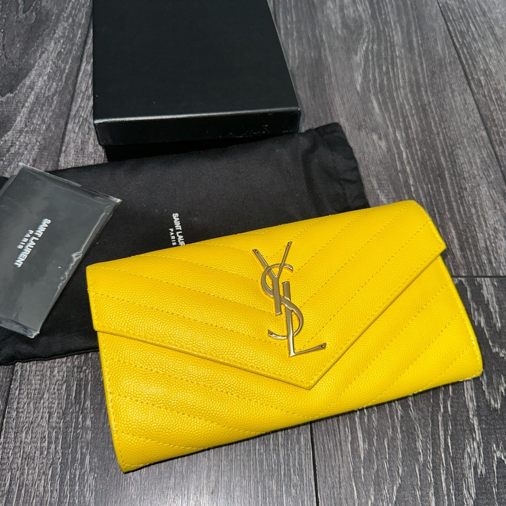 YSL Monogram Large Flap Wallet in Grained
Leather